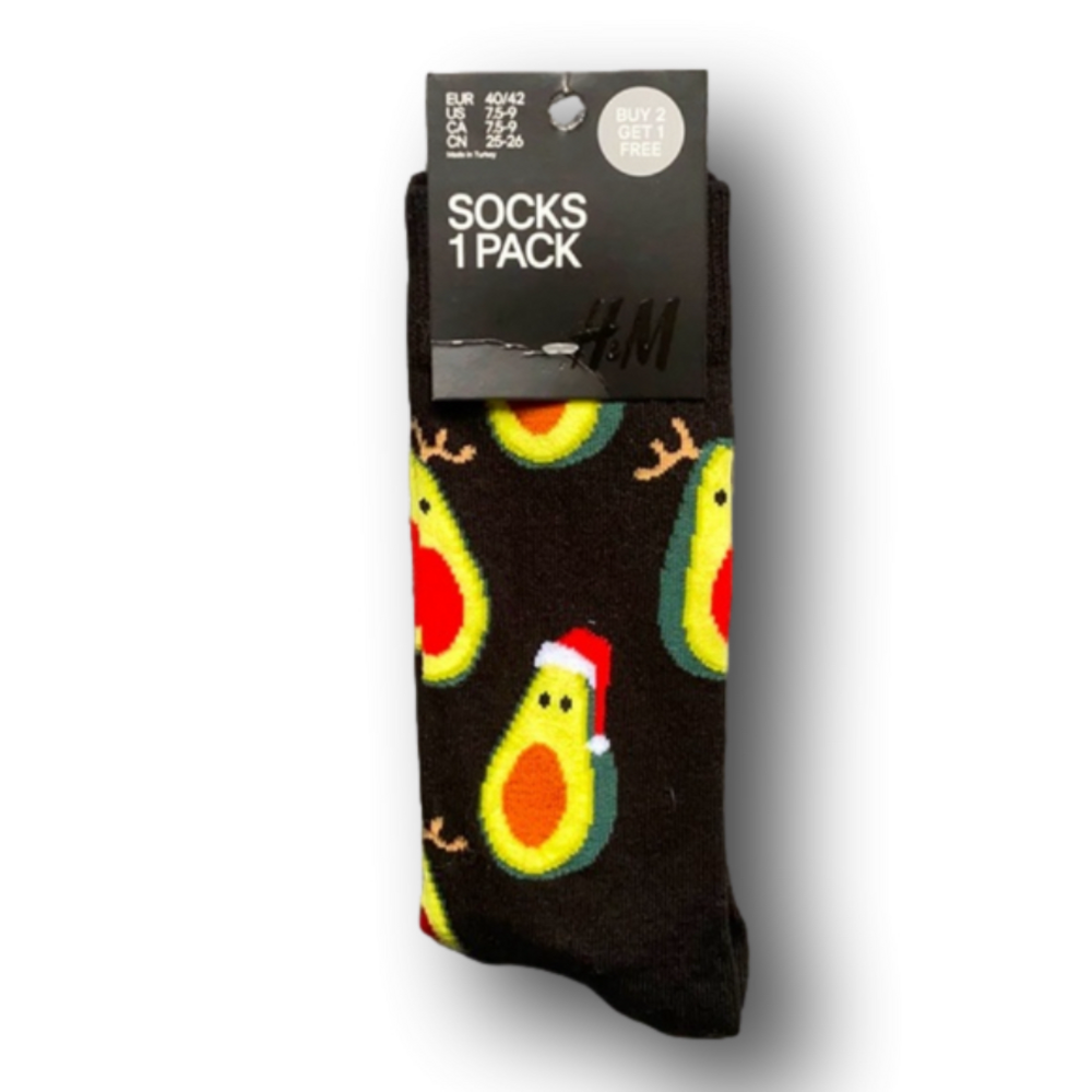 3/$18 Avocado Santa’s & Reindeer Christmas Holiday Funny Socks - Brand New
